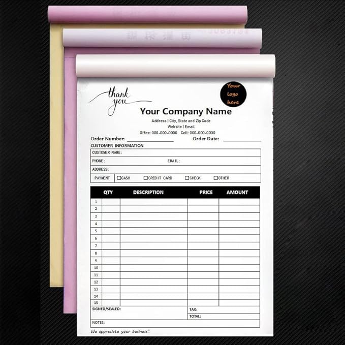 Personalized Invoice Book Custom 2 Part/3 Part Receipt Book Quote Estimate - Image 2