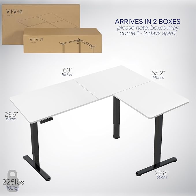 VIVO Electric Corner 63 x 55 inch L-Shaped Standing Desk, Memory Height - Image 6