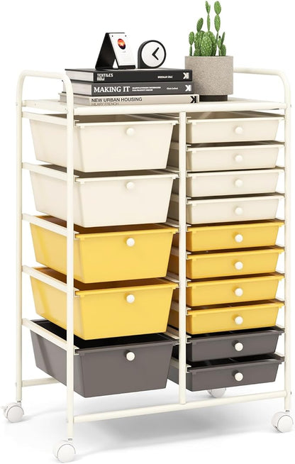 LDAILY 15 Drawer Rolling Storage Cart, Rolling Cart by LDAILY