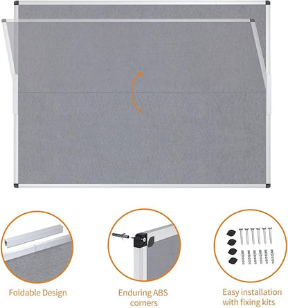 VIZ-PRO Large Fabric Bulletin Board/Foldable Notice Board Felt Gray, 60 X 48 - Image 4