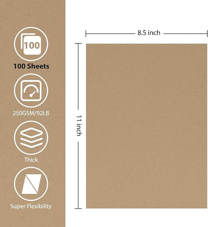 OcePor 100 Sheets Brown Cardstock Paper, Colored Printer Paper 8.5 x 11 - Image 2