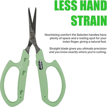 Saboten Stainless Steel Straight Blade Trimming Scissors Green PT-12 160mm - Image 4