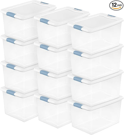 Sterilite 12 Pack Latching Box, Under Bed Storage Bins by Sterilite