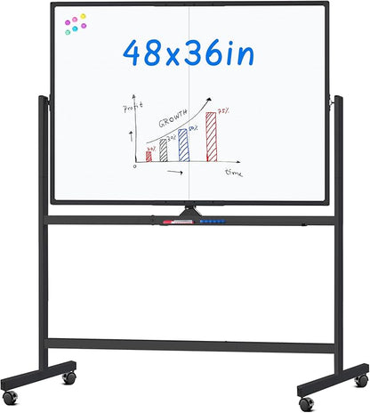 maxtek Rolling Whiteboard, 48x36 Large Magnetic White Board by Maxtek