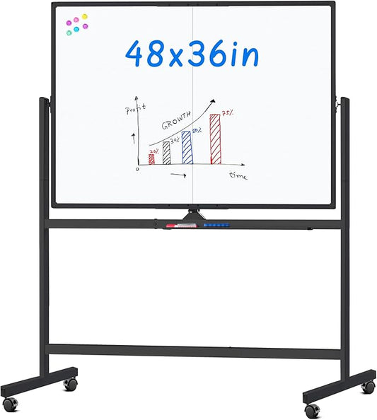 maxtek Rolling Whiteboard, 48x36 Large Magnetic White Board by Maxtek