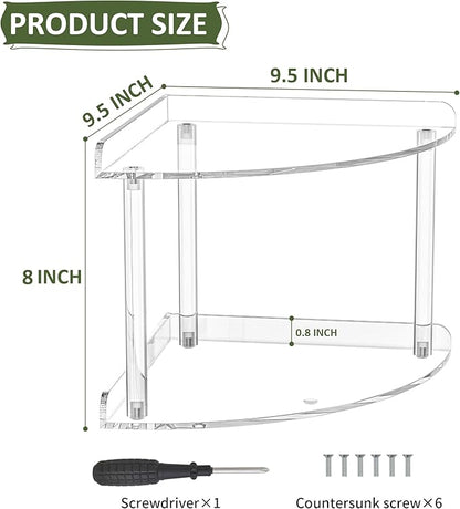 Sezanrpt 2 Tier Acrylic Corner Shelf Organizer Storage 9.5x9.5x8 Inch, - Image 3