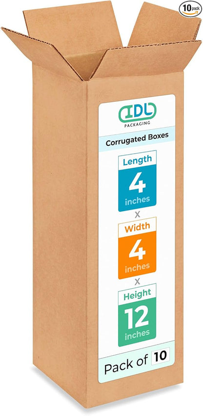 Tall Moving & Shipping Boxes 4x4x12 inches by IDLPackaging