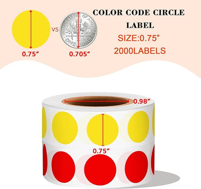 PARLAIM 2 Rolls 2000PCS 3/4" Round Circle Color-Code Dot Stickers, 2 Color - Image 2