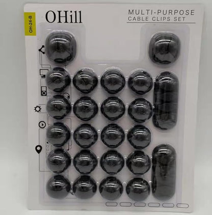 OHill Desk Cable Management Cord Organizer, 24 Pack Black Self Adhesive Cord - Image 7