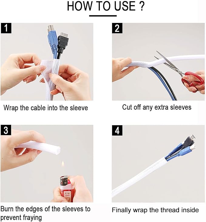 QCSIW 1/2" x 10ft Black/White Cable Sleeve - Image 4