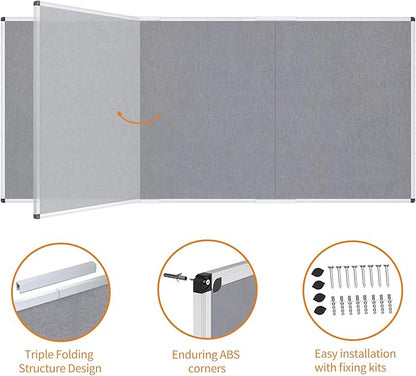 VIZ-PRO Large Fabric Bulletin Board/Foldable Notice Board Felt Gray, 96 X 48 - Image 4