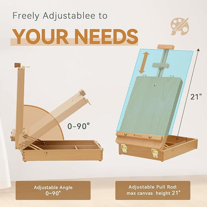 Tabletop Art Easel for Painting, Premium Wooden Sketchbox, Portable Desktop - Image 3
