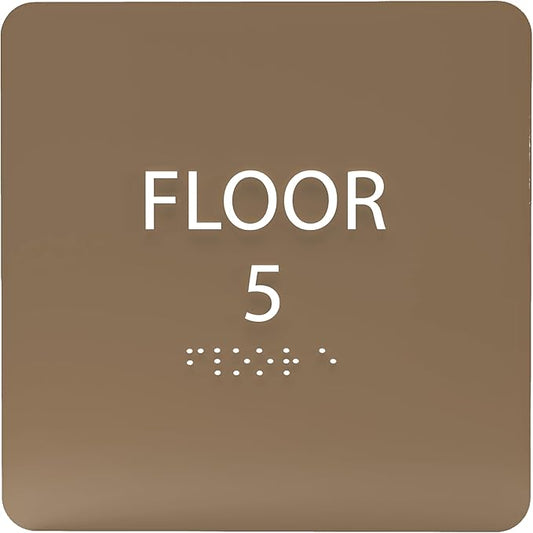 Modern Olive ADA Floor 5 Sign by ADACentralSigns