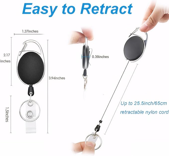 SOVYOULIVE 50 Pack Heavy-Duty Retractable Badge Holders - Image 2