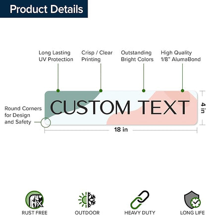 Custom Sign, Custom Street Sign, 11 Font Colors, 13 Font Styles, 4 Hole Options - Image 6