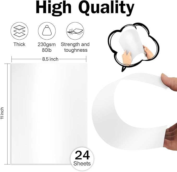 24 Sheets White Shimmer Cardstock 8.5 x 11 Metallic Paper, Goefun 80lb Card - Image 2