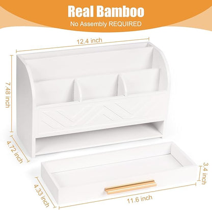 Mail Organizer Countertop Kitchen-White Mail Holder Countertop Drawers Wood - Image 4
