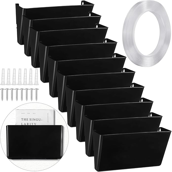 Tenceur 10 Pcs Single Pocket Wall Mount File Holder Black Plastic Wall Pocket by Tenceur