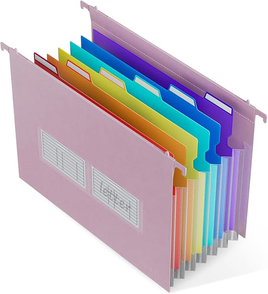ThinkTex Plastic Expanding Hanging File Folders, 7 Innovative 1.2" Accordion by ThinkTex
