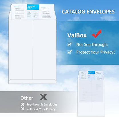 ValBox 6x9 Self Seal Security Catalog Envelopes 250 Count Small White Envelopes - Image 5