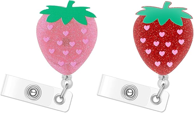 2Pcs Funny Strawberry Badge Reel Retractable by Unknown