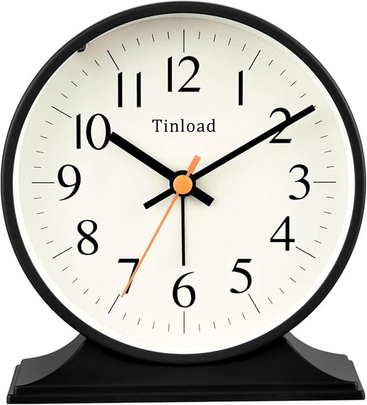 4.5"Retro Analog Alarm Clock, Vintage decor, Super Silent Non Ticking Small by Tinload