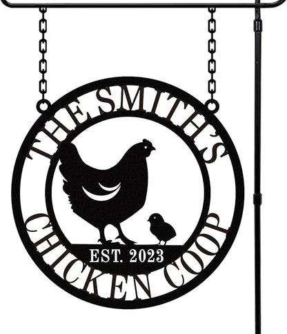 Personalized Metal Coop Sign, Custom Chicken Name Sign, Chicken Coop Decor - Image 4