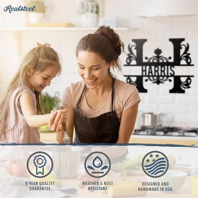 RealSteel Split Letter Name Monogram, Personalized Metal Sign, Custom Letter - Image 3