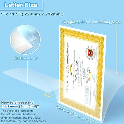 Laminating Pouches 9 x 11.5, 3 Mil Laminating Sheets 200 PCS Clear Thermal - Image 2
