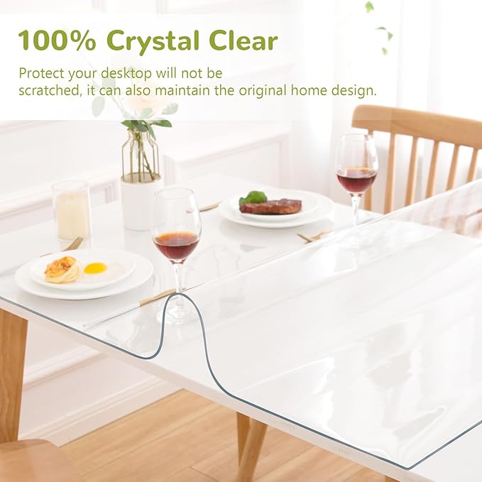Eisdroma 32 x 54 Inch Clear Table Cover Protector, 1.5mm Plastic Table Cover - Image 5
