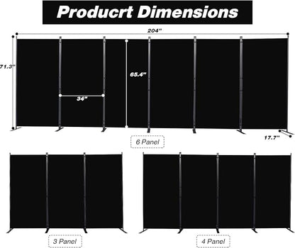 CHOSENM Room Divider, 6 Panel Folding Privacy Screens - Image 2