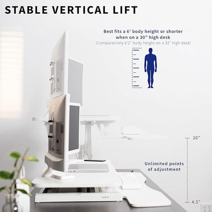 VIVO 42 inch Desk Converter, K Series, Height Adjustable Sit to Stand Riser - Image 4