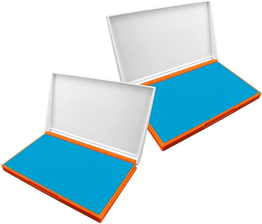 2 Pack Plastic Case Stamp Pad Large Size, Light Blue Color by ZIGEL