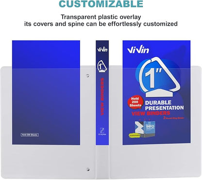 3 Ring Binder 1 Inch, ViVin Sturdy 1"-Slant D Ring Binder - Image 6