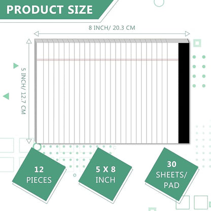 Legal Pads 5×8 Inch Notepad, 12 Pack Note Pads College Ruled Perforated Memo Pad - Image 2