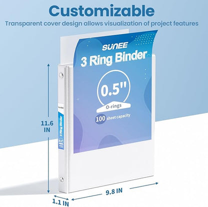 SUNEE 3 Ring Binder 1/2 Inch 1 Pack - Image 7
