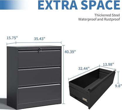 FLIXELIO 3 Drawer File Cabinet, Heavy Duty Metal Filing Cabinet - Image 3