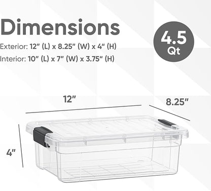 Superio Storage Bins with Lids- 2 Pack, 4.5 Qt Clear Boxes - Image 2