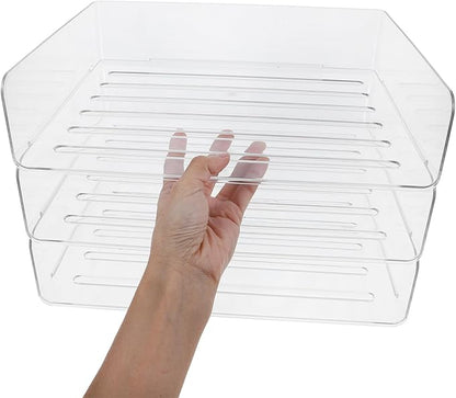 COHEALI Stackable Desk Organizer Tray Transparent Wide Paper Holder - Image 3