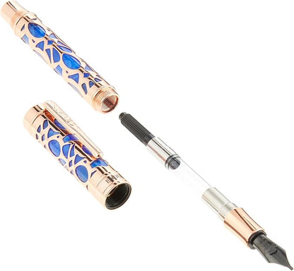 Conklin Endura Deco Crest Fountain Pen in Blue, Stub Nib, Premium Writing - Image 3