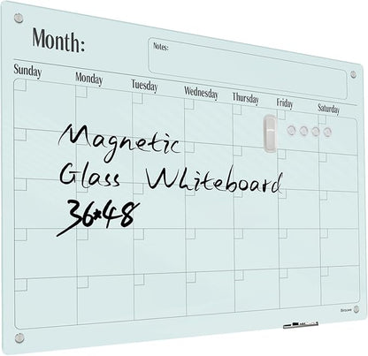 Magnetic Glass Monthly Calendar Whiteboard by Unknown