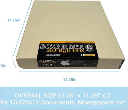 Lineco, Archival Tan 3-Ring Binder Preservation Album Box 12.25 x 11.25 x 2 - Image 2