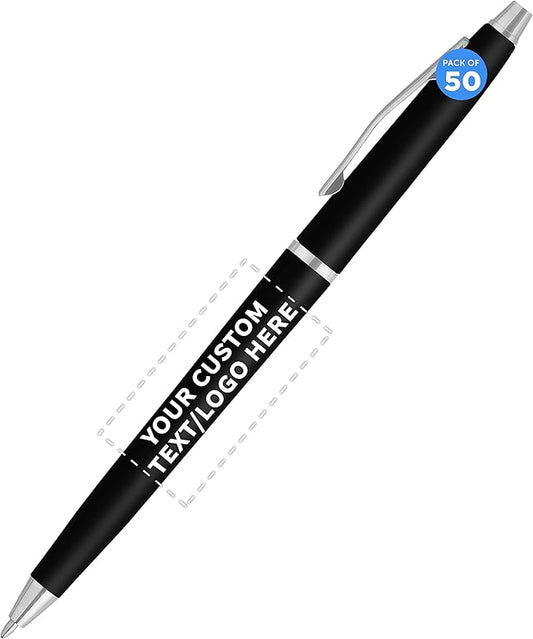 DISCOUNT PROMOS Custom Langham Ballpoint Pens Set of 50, Personalized Bulk Pack by DISCOUNTPROMOS