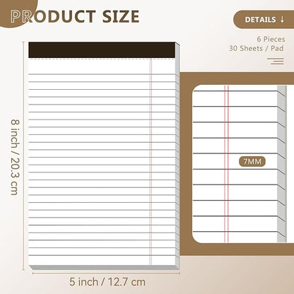 Nichela 5" x 8" Note Pads 6 Pack of Legal Pads Narrow Ruled Notepad - Image 2
