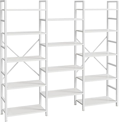SUPERJARE Triple 5 Tier Bookshelf, Bookcase by SUPERJARE