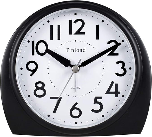 Tinload 5.5" Large Analog Alarm Clock Silent Non Ticking, Gentle Wake, Beep by Tinload