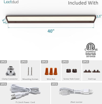 Leetdud LED Under Cabinet Lighting Hardwired or Plug in, 40 Inch 20W, Dimmable - Image 9