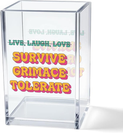 Vgrti Live Laugh Love Funny Anti Cliche Acrylic Cosmetic Pencil Pen Holder Cup by Unknown