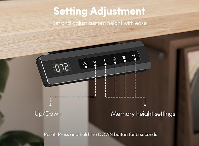 FEZIBO 63 x 28 Inch Deeper Height Adjustable Electric Standing Desk - Image 5