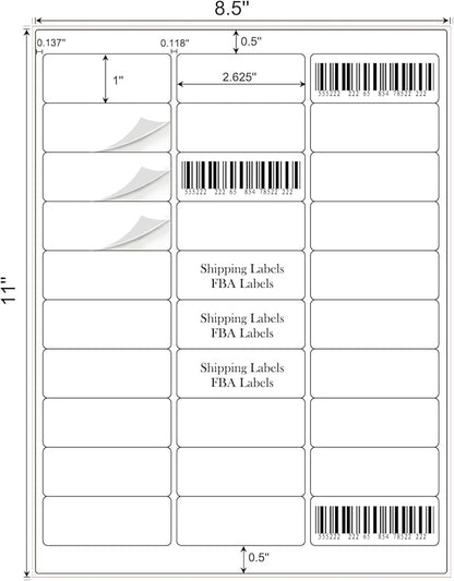 1" x 2-5/8" Address Labels 1500 Labels Sticker Paper - Image 2